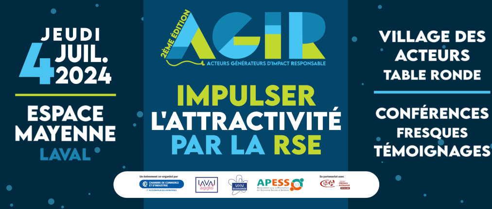 Bannière contenant le visuel de l'événement AGIR, 2ème édition en Mayenne